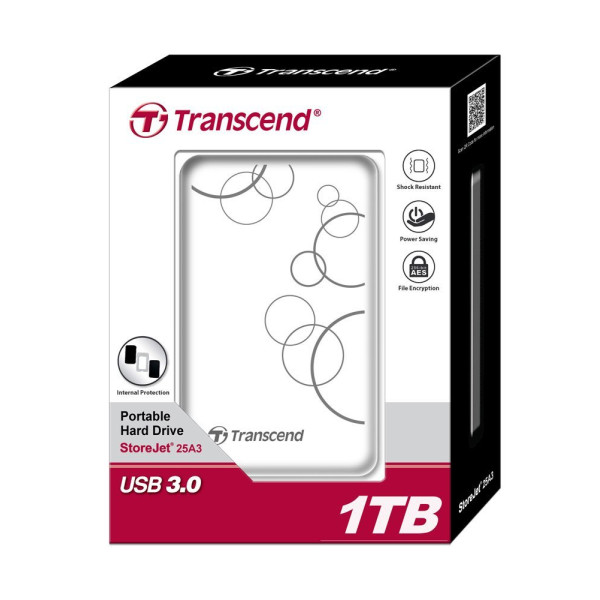 НЖМД Transcend StoreJet 2.5 USB 3.0 1TB серія A3 білий